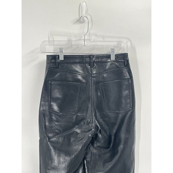 Wilfred Aritzia Melina Black Faux Leather Straight Leg Pants Sz 2 - Picture 4 of 7